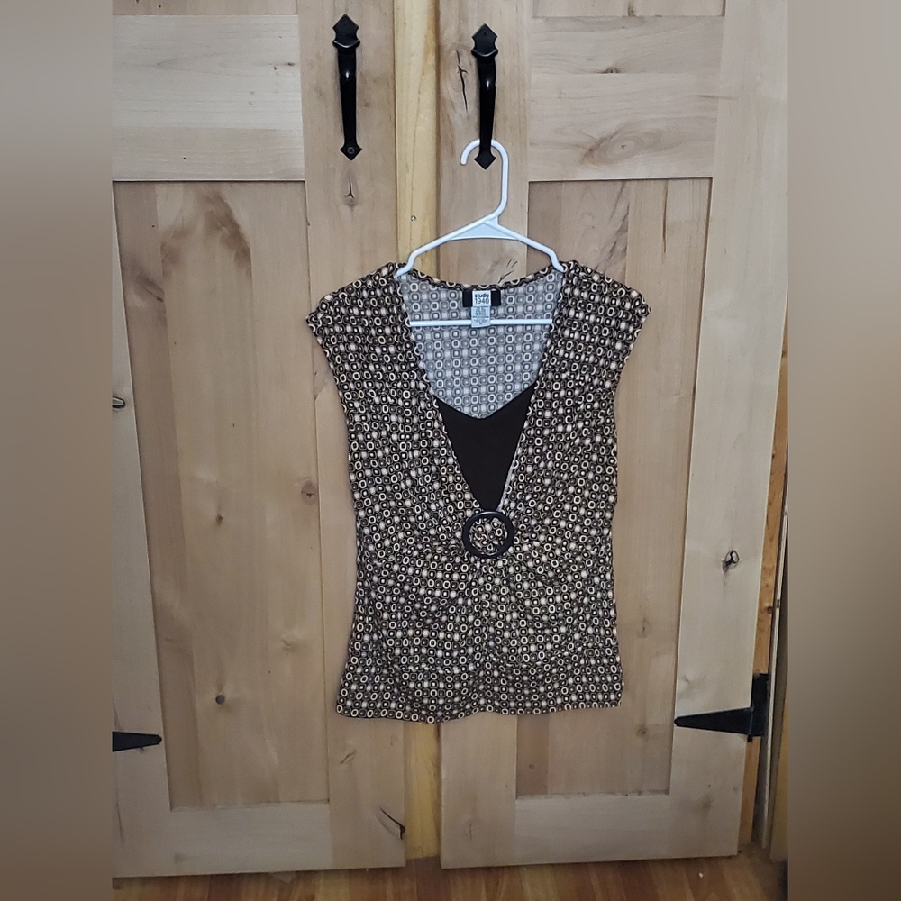 Studio 1940 Brown Patterned Women's Top